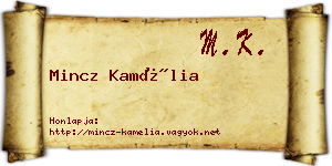 Mincz Kamélia névjegykártya